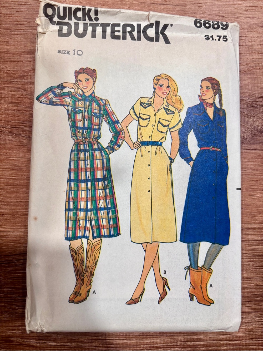 Butterick Vintage Women's Shirtwaist Dress Pattern - 6689, size 10